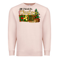 Pale Pink all i want for christmas is cure childhood cancer Premium Sweatshirt - FaDigitalArtStudio
