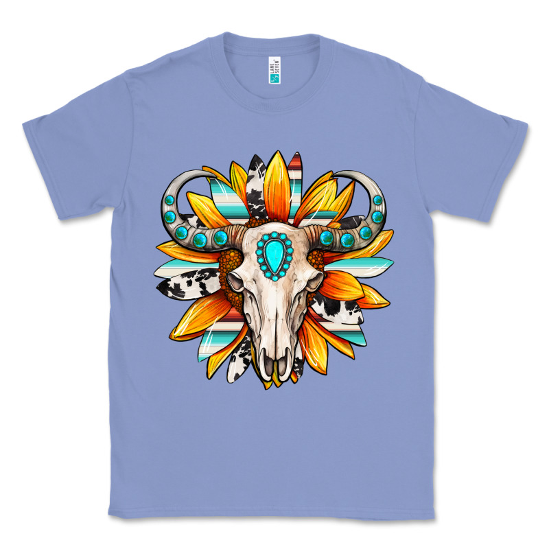 Western Bull Skull Sunflower Classic Tee by MaliasSmallBusiness | Teevron