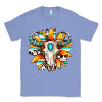 Colony Blue Western bull skull sunflower Classic Tee - MaliasSmallBusiness