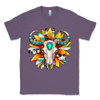 Lavender Western bull skull sunflower Classic Tee - MaliasSmallBusiness