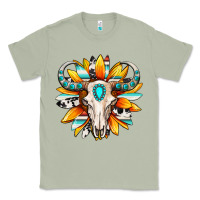 Matcha Western bull skull sunflower Classic Tee - MaliasSmallBusiness