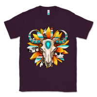 Plum Western bull skull sunflower Classic Tee - MaliasSmallBusiness