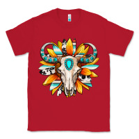 Red Western bull skull sunflower Classic Tee - MaliasSmallBusiness