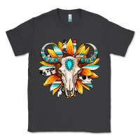 Smoke Western bull skull sunflower Classic Tee - MaliasSmallBusiness