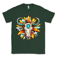 Sports Green Western bull skull sunflower Classic Tee - MaliasSmallBusiness