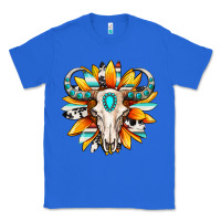 True Royal Western bull skull sunflower Classic Tee - MaliasSmallBusiness