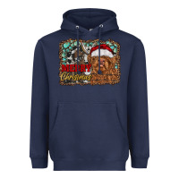Navy merry Christmas highland cow Heavyweight Hoodie - RanaPortraitStore