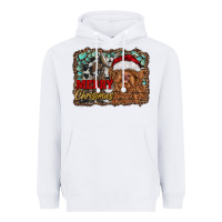 White merry Christmas highland cow Heavyweight Hoodie - RanaPortraitStore