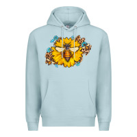 Blue Mist bee sunflower leopard Premium Hoodie - AdoDesignShop