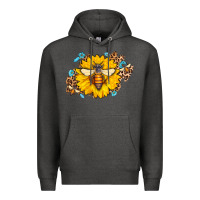 Charcoal Heather bee sunflower leopard Premium Hoodie - AdoDesignShop