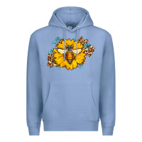 Colony Blue bee sunflower leopard Premium Hoodie - AdoDesignShop