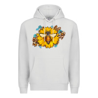Dove Grey bee sunflower leopard Premium Hoodie - AdoDesignShop