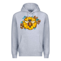 Heather Grey bee sunflower leopard Premium Hoodie - AdoDesignShop