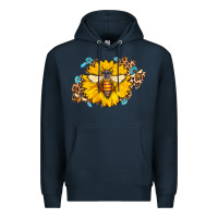 Navy bee sunflower leopard Premium Hoodie - AdoDesignShop