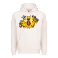 Pale Pink bee sunflower leopard Premium Hoodie - AdoDesignShop