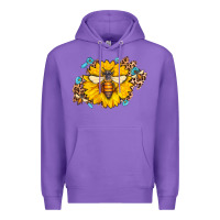 Purple bee sunflower leopard Premium Hoodie - AdoDesignShop
