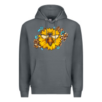 Rock bee sunflower leopard Premium Hoodie - AdoDesignShop
