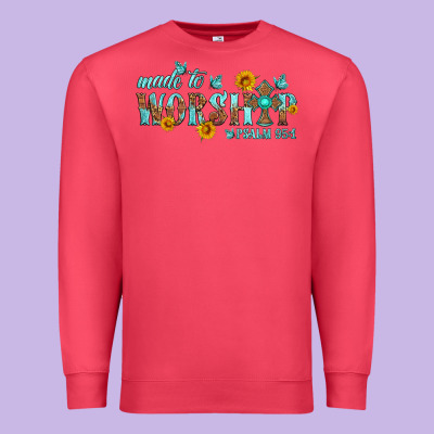 Made To Worship With Sunflowers Premium Sweatshirt Designed By Hra Design Shop