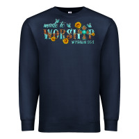 Navy made to worship with sunflowers Premium Sweatshirt - HRA Design Shop