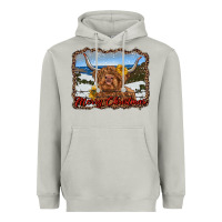 Moon Dust merry christmas highland cow with farm Heavyweight Hoodie - RanaPortraitStore
