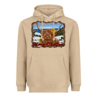 Mushroom merry christmas highland cow with farm Heavyweight Hoodie - RanaPortraitStore
