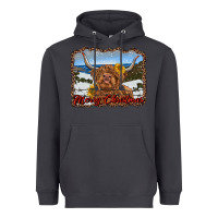 Smoke merry christmas highland cow with farm Heavyweight Hoodie - RanaPortraitStore