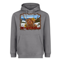 Storm merry christmas highland cow with farm Heavyweight Hoodie - RanaPortraitStore