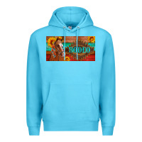Ocean Blue aztec horse cactus and sunflowers license plate template Premium Hoodie - Artiststas