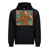 Black highland cow turquoise gemstones western patterns Urban Hoodie - BarkalooDesign
