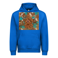 Cobalt highland cow turquoise gemstones western patterns Urban Hoodie - BarkalooDesign
