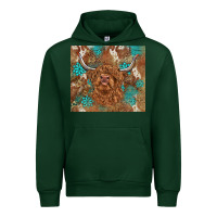 Forest Green highland cow turquoise gemstones western patterns Urban Hoodie - BarkalooDesign