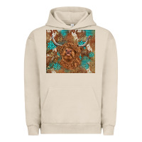 Pigment French Oak highland cow turquoise gemstones western patterns Urban Hoodie - BarkalooDesign