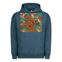 Pigment Midnight Navy highland cow turquoise gemstones western patterns Urban Hoodie - BarkalooDesign