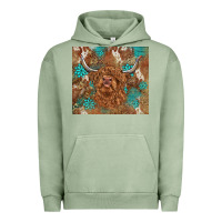 Pigment Oil Green highland cow turquoise gemstones western patterns Urban Hoodie - BarkalooDesign