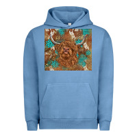 Pigment Pebble Blue highland cow turquoise gemstones western patterns Urban Hoodie - BarkalooDesign