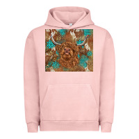Pigment Salmon highland cow turquoise gemstones western patterns Urban Hoodie - BarkalooDesign