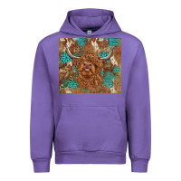 Tulip highland cow turquoise gemstones western patterns Urban Hoodie - BarkalooDesign