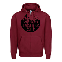 Burgundy Live Love Camp Zipper Hoodie - Unal Design