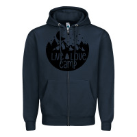 Navy Live Love Camp Zipper Hoodie - Unal Design