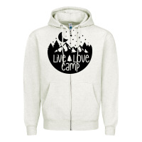 Oatmeal Heather Live Love Camp Zipper Hoodie - Unal Design