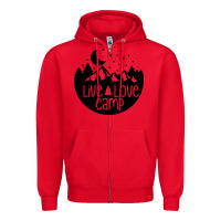 Red Live Love Camp Zipper Hoodie - Unal Design