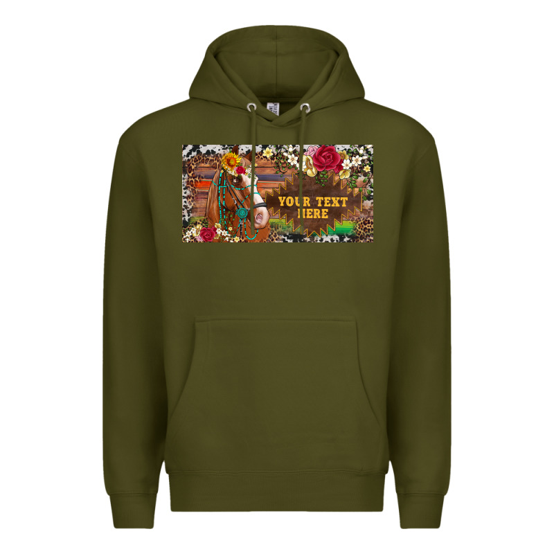 (preview)western Turquoise Gemstone Horse Cowhide Leopard Floral Backg Premium Hoodie by Artiststas | Teevron