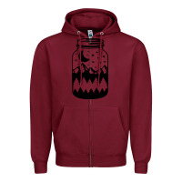 Burgundy View jar Zipper Hoodie - Unal Design