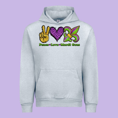 Peace Love Mardi Gras Urban Hoodie Designed By Jasminsmagicworld