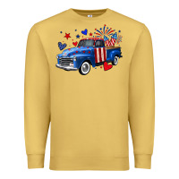 Antique Gold 4th of July American flag truck Premium Sweatshirt - Neo Western