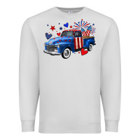 Dove Grey 4th of July American flag truck Premium Sweatshirt - Neo Western