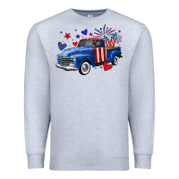 Heather Grey 4th of July American flag truck Premium Sweatshirt - Neo Western