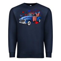 Navy 4th of July American flag truck Premium Sweatshirt - Neo Western