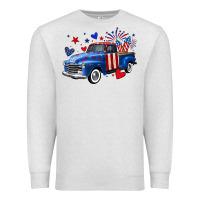 Oatmeal Heather 4th of July American flag truck Premium Sweatshirt - Neo Western
