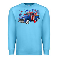 Ocean Blue 4th of July American flag truck Premium Sweatshirt - Neo Western